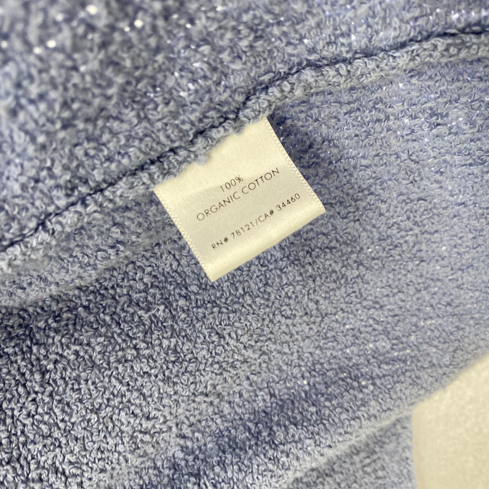 EILEEN FISHER Sweater L Organic Cotton Cardigan Blazer Open Front Pockets Blue - Picture 6 of 14
